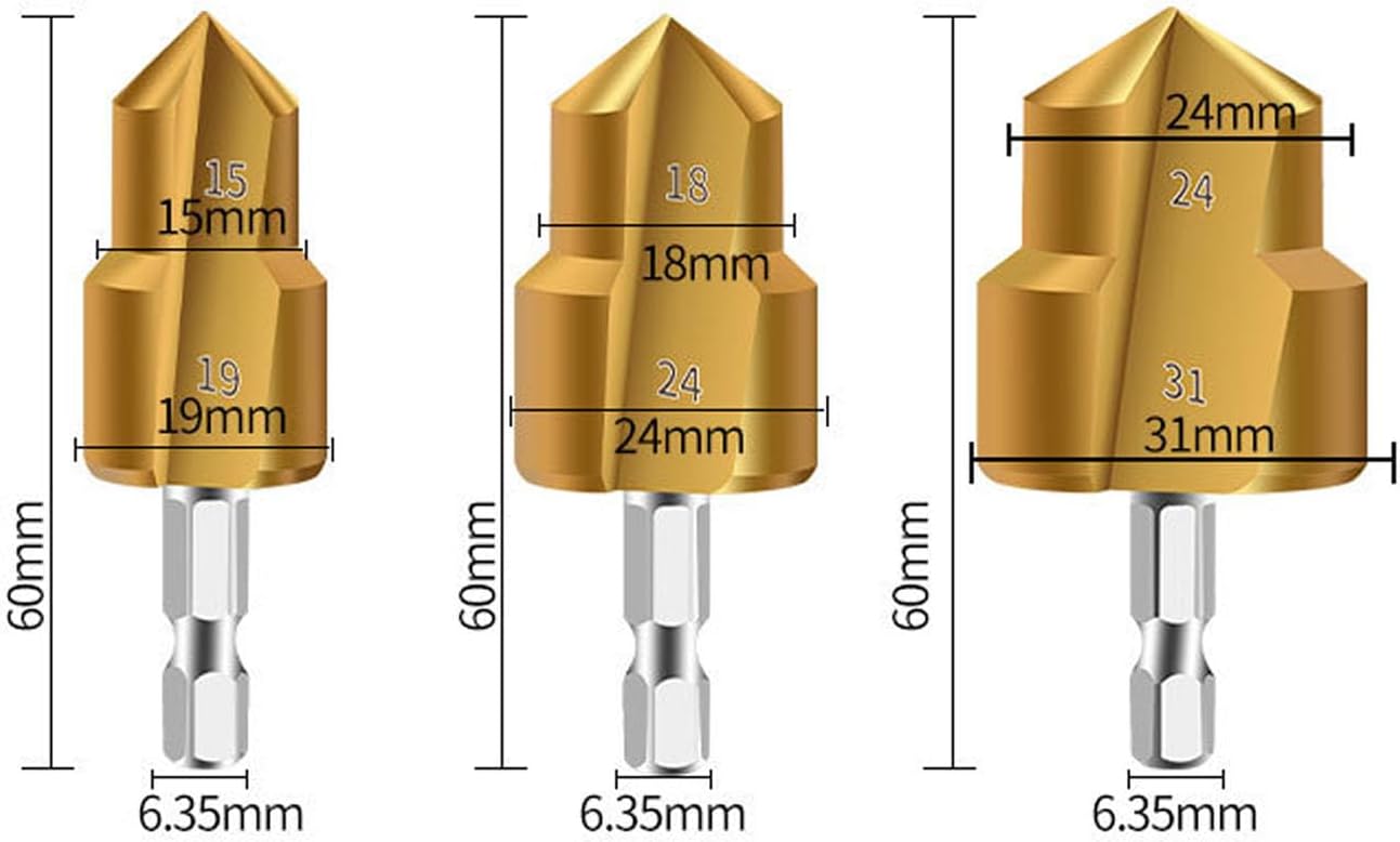 Lot de 3 forets alésoirs pour tuyaux en PVC, es, pour alésoirs de tuyaux en plastique PVC, extenseur de tuyaux pour tuyaux en PVC et PPR - 2