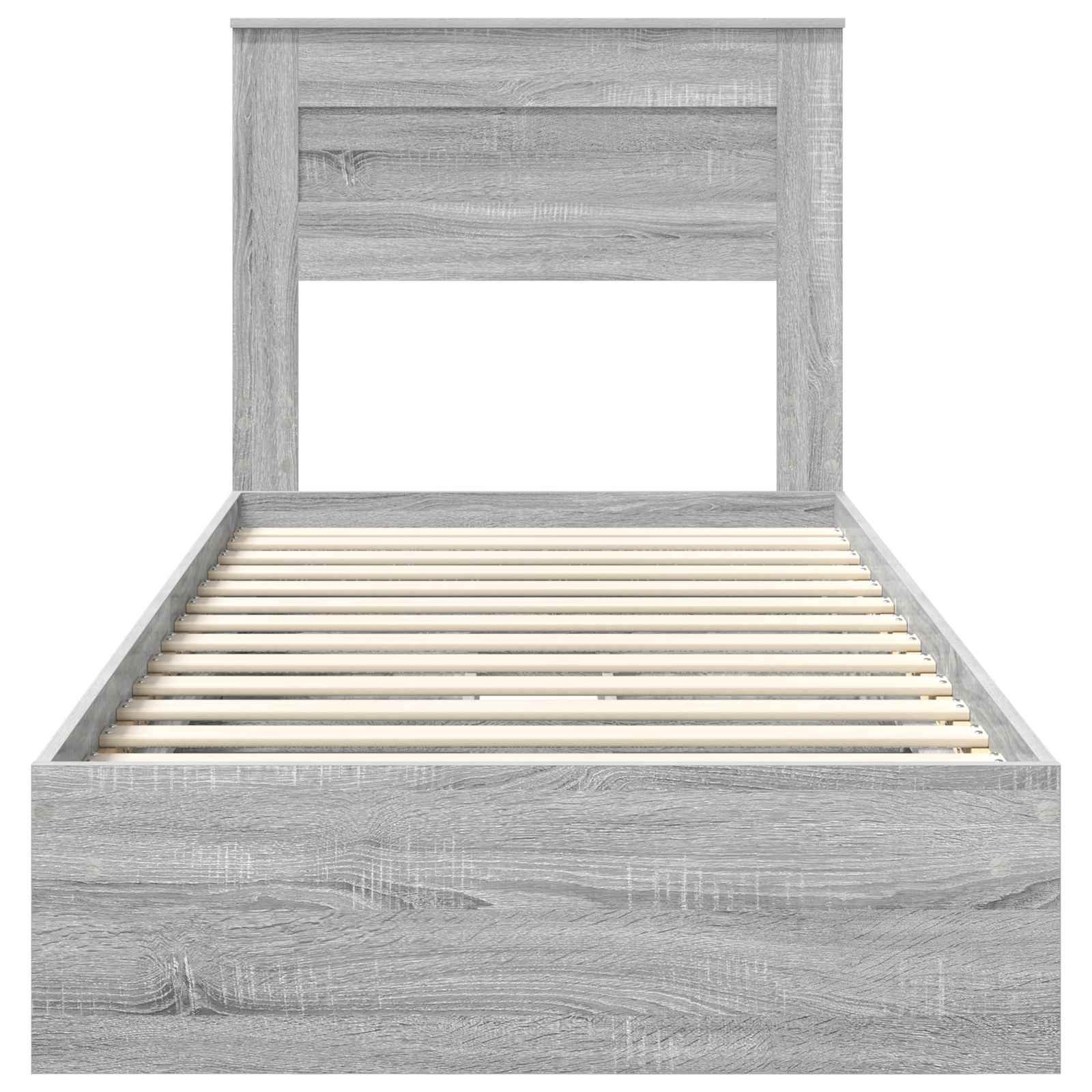 Lit avec rangement, panneau de bois, gris, pour la chambre, 75 × 190 cm - 8