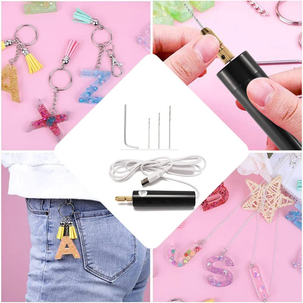 Mini Perceuse électrique USB - Set De Forets Pour Résine, Bois, Bijoux DIY - Compacte