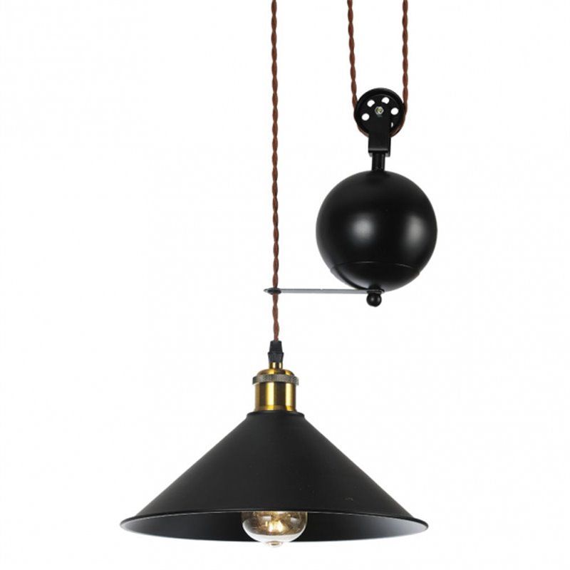 Pendentif avec poulie modèle TRIGUERO 1 lumière Noir FABRILAMP - 5