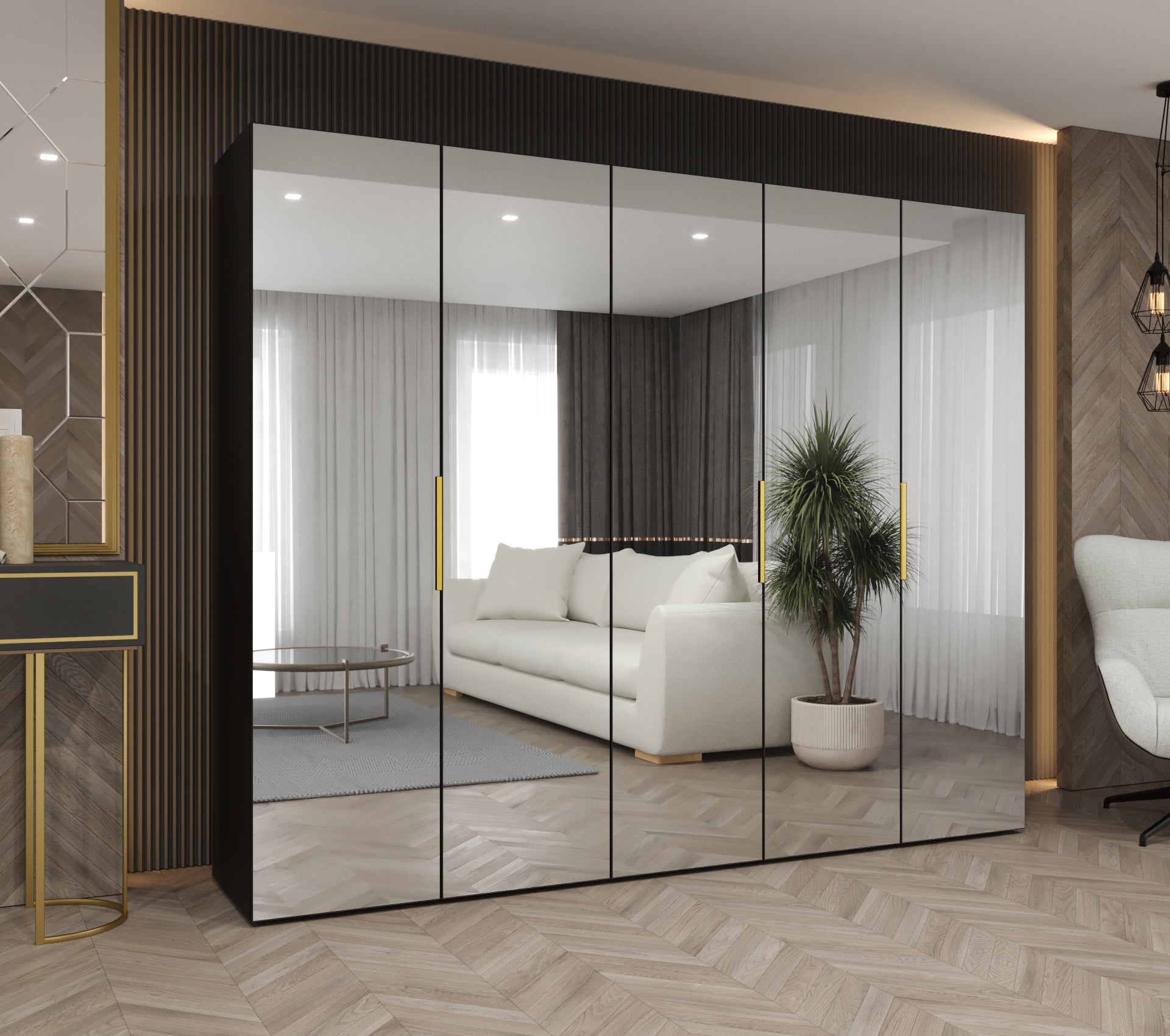 Szafa uchylna otwierana Marbella 3 250 x 52 x 202 cm czarny + u. złoty Abiks Meble - 2