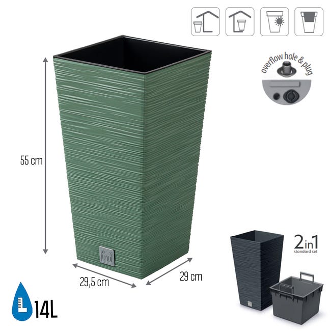 Vaso cuadrado con riserva acqua 14 L cemento - FURU | Leroy Merlin Vaso cuadrado con riserva acqua 14 L cemento - FURU | Leroy Merlin