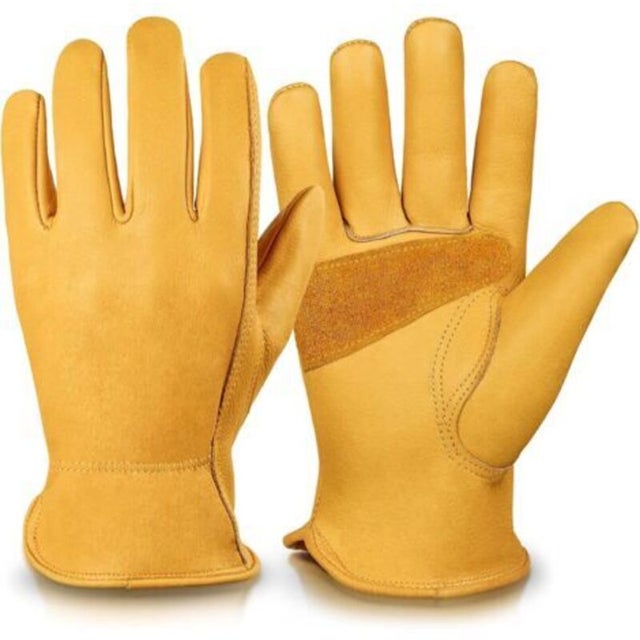 Guantes de jardinería de cuero cómodos y resistentes a los cuchillos, para hombres (talla L).