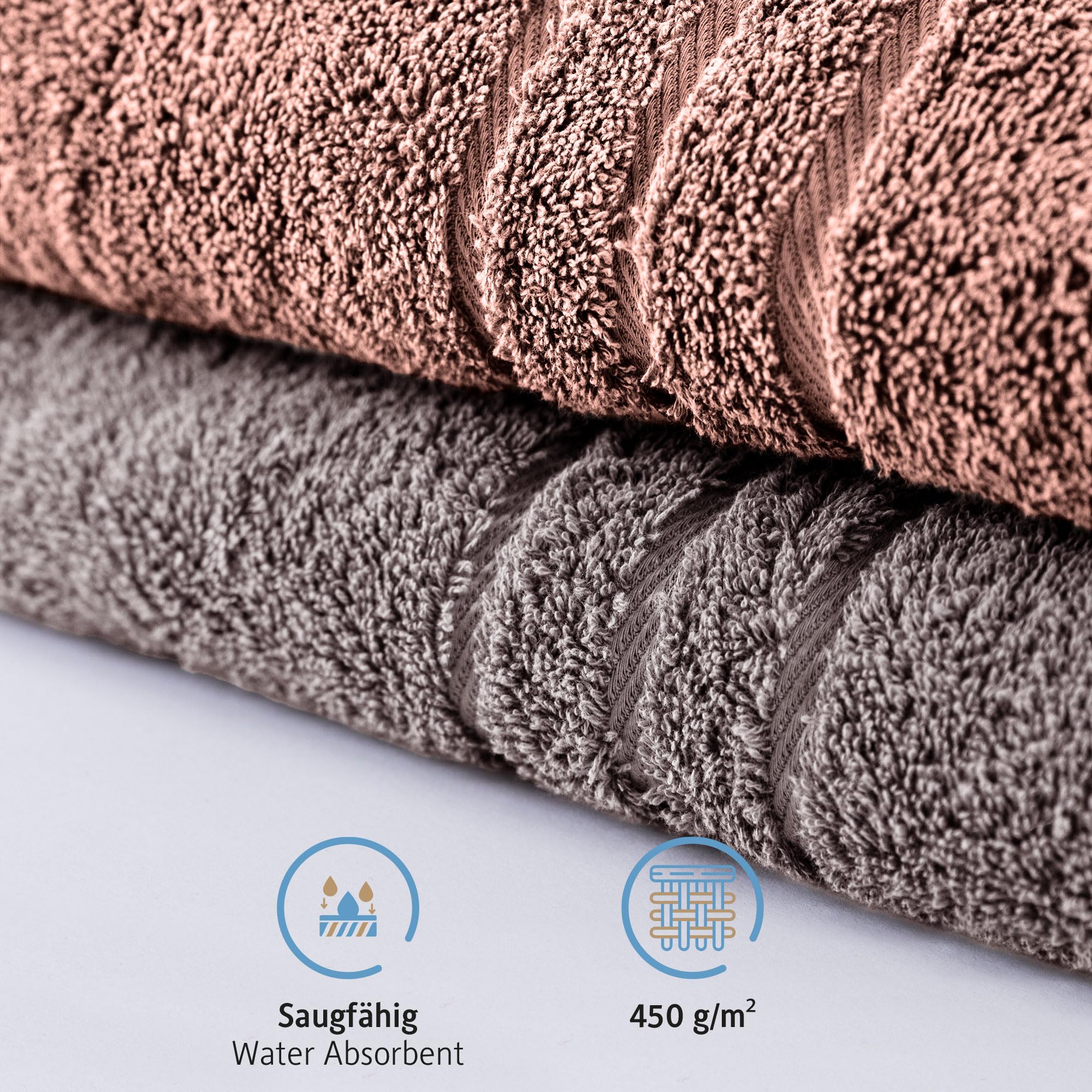 Komfortec Asciugamani 2 per Sauna 70x200 cm in 100% Cotone,470 g/m², Asciugamano Doccia Grande, Morbido, Asciugatura Rapida, Grigio antracite/Rosa - 2