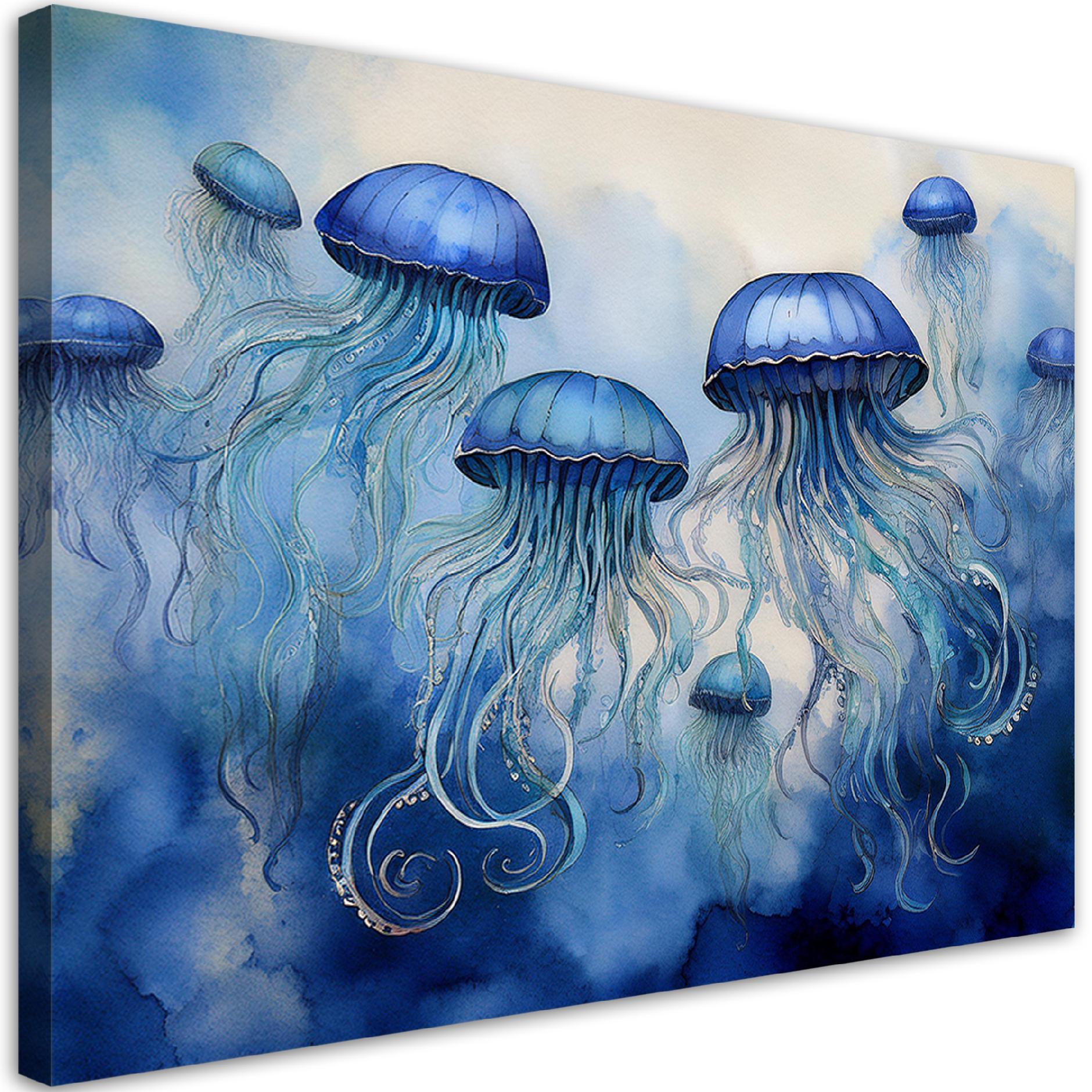 Obraz na płótnie, Niebieskie Meduzy Morskie 100x70