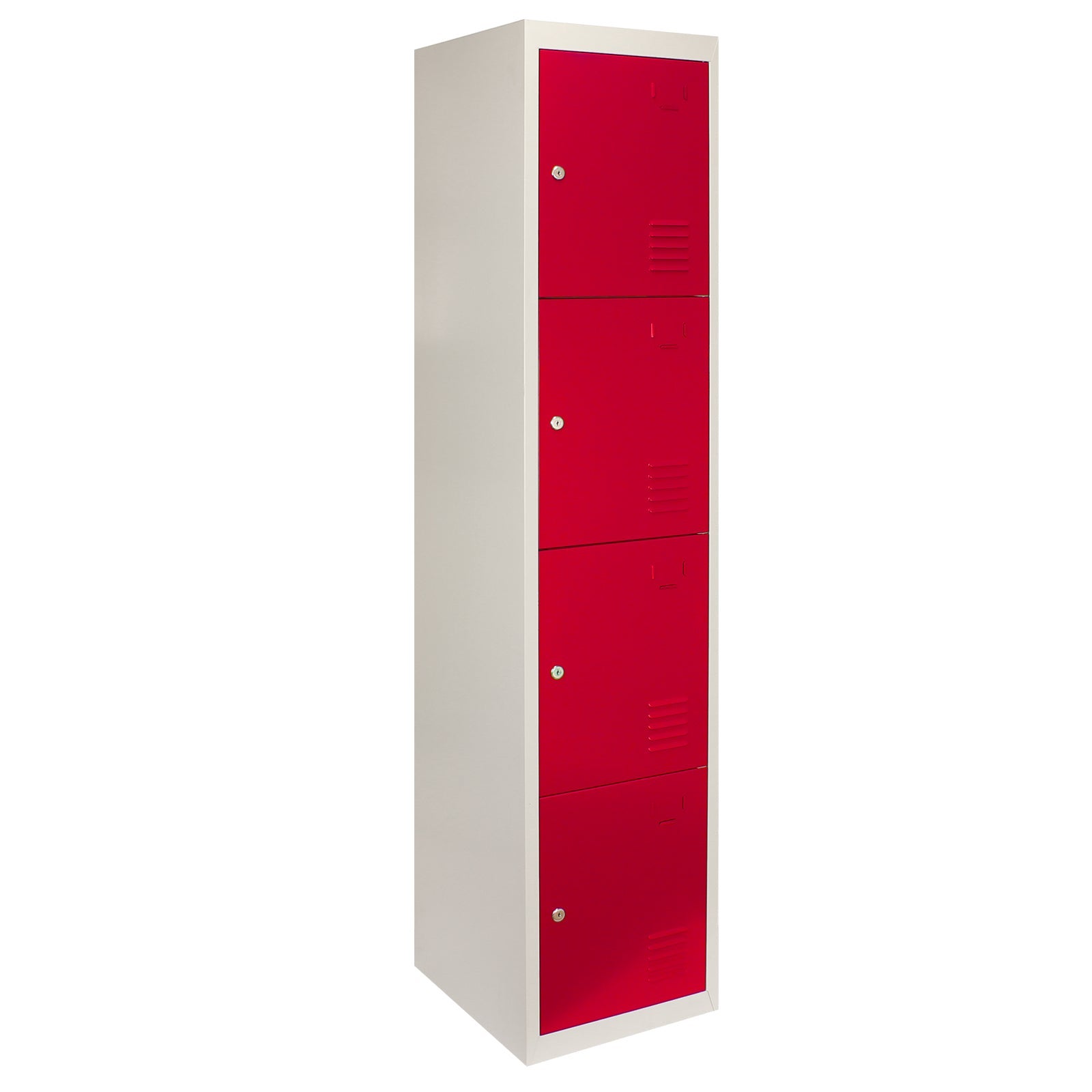 Casier Métallique 3 Portes Rouge Et Gris - Dimensions 180 X 90 X 50 Cm - Pour Vestiaires, Salle De Sport, Bureau - Livré à Plat Avec Aimants Et étiquettes - 3