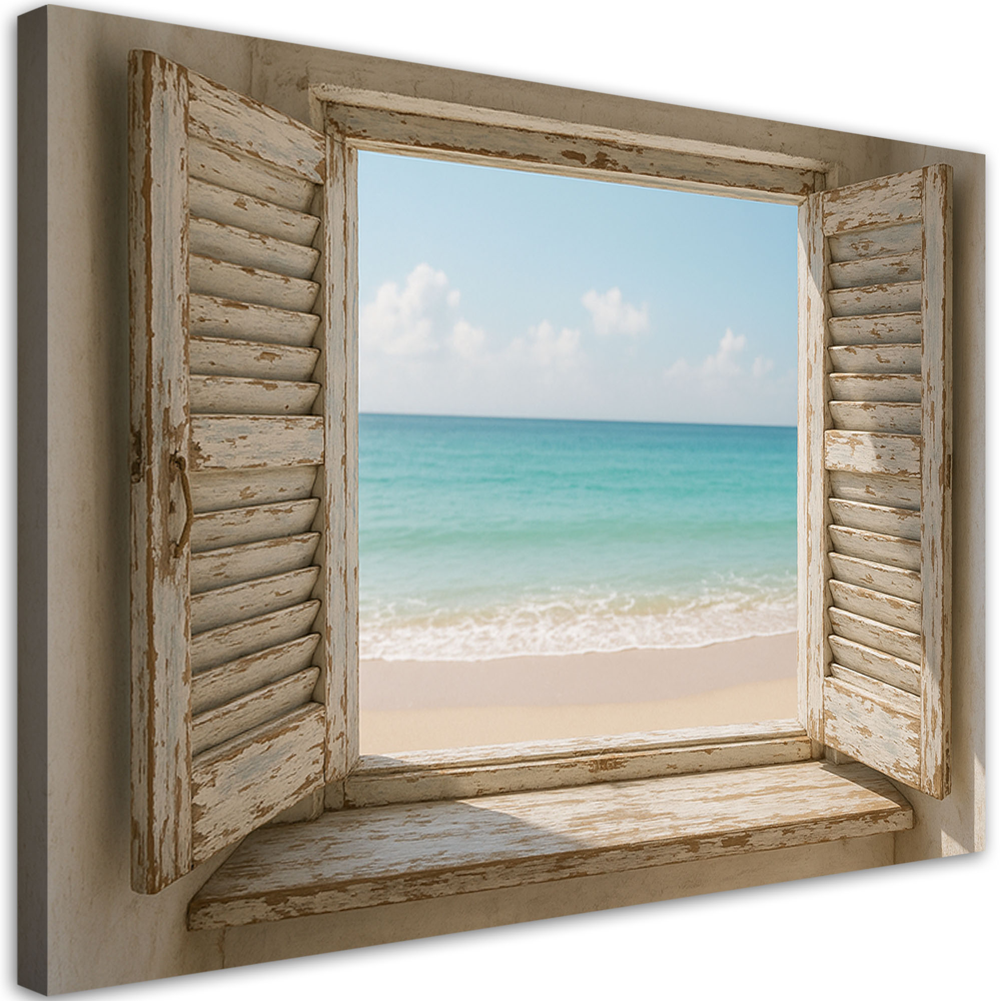 Obraz do salonu sypialni jadalni, Widok z okna na plażę Shabby Chic 100x70