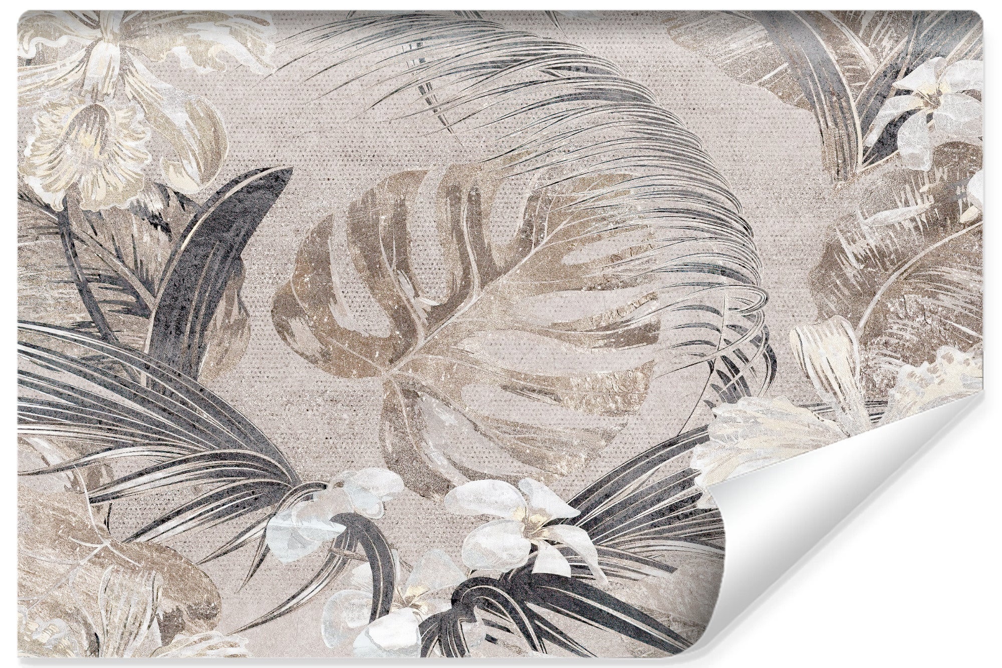 Papel pintado fotográfico no tejido para habitaciones plantas tropicales retro 405cm x 270cm