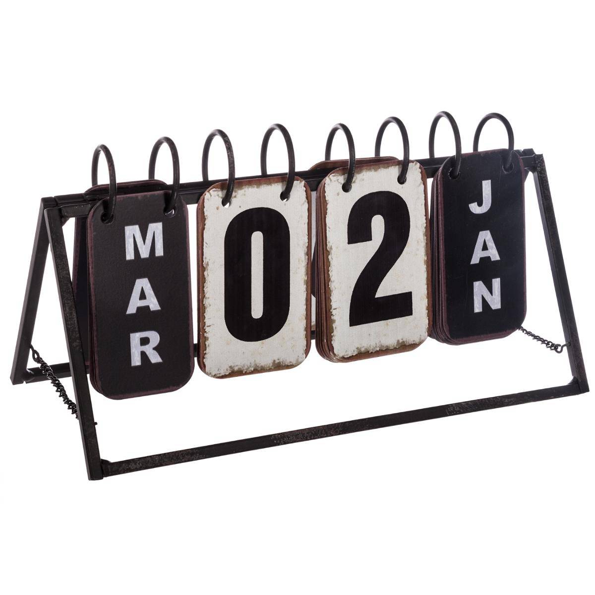 Calendario vintage - metal - blanco y negro - 27x15 cm - Atmosphera ...