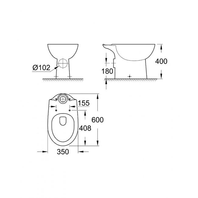 Grohe Bau Ceramic Cuvette WC à poser, Blanc alpin (39428000