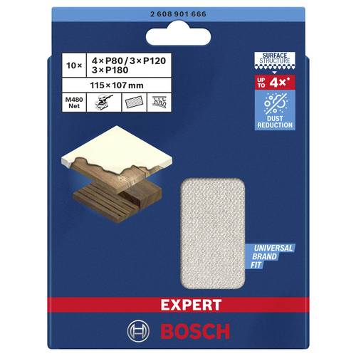 Sets de mallas de lija EXPERT M480 de 115 x 107 mm, G 80/120/180, 10 unidades - 3