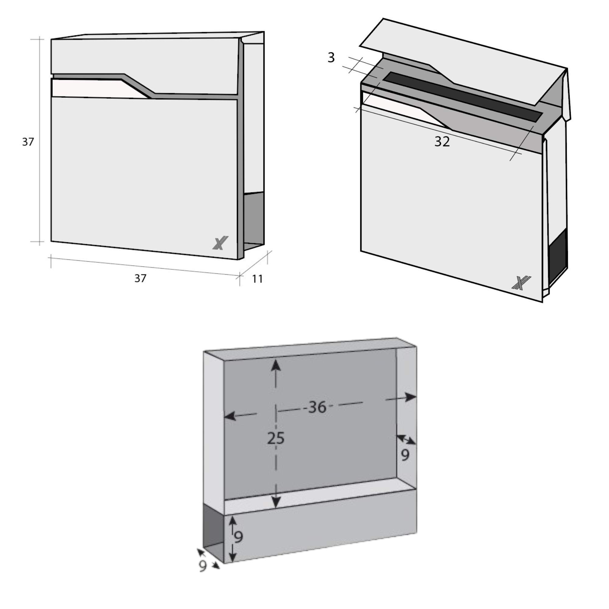 ALUBOX URANIA Cassetta Postale Da Esterno Moderna In Acciaio 37x37x11 CM Cassetta Posta Con Portanome E Vano Portariviste - 5