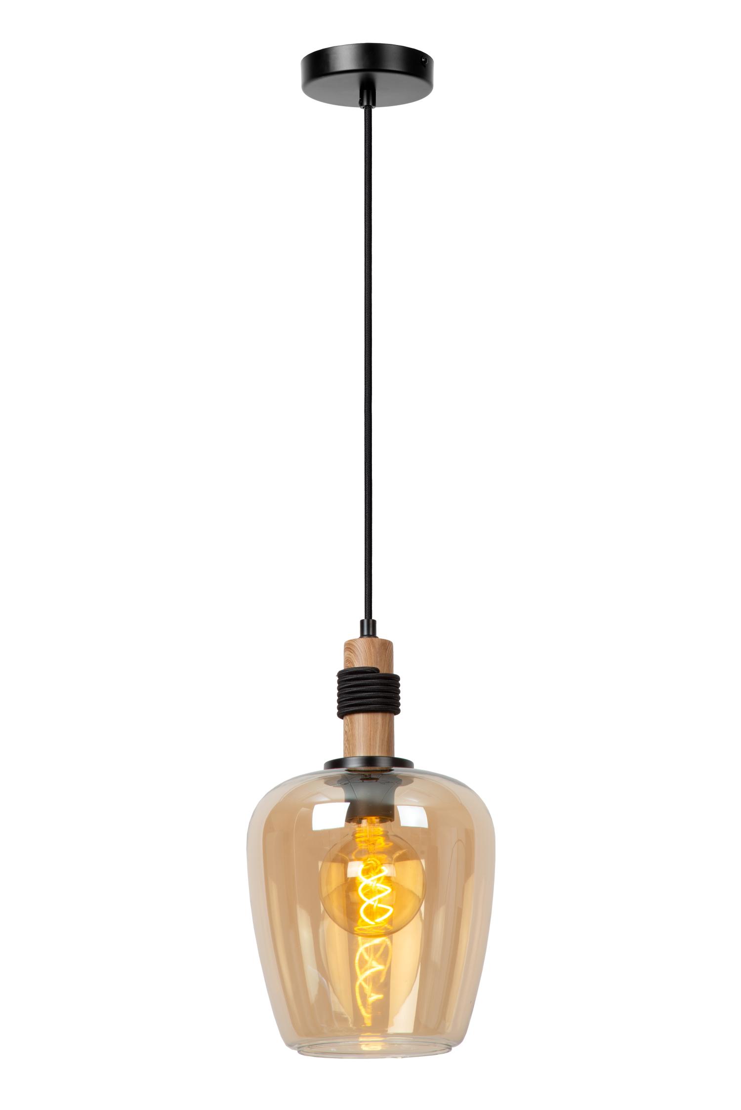 Lampa wisząca ILONA czarno-miodowy 1xE27x40W szkło wym:173x22x22cm IP20 Lucide