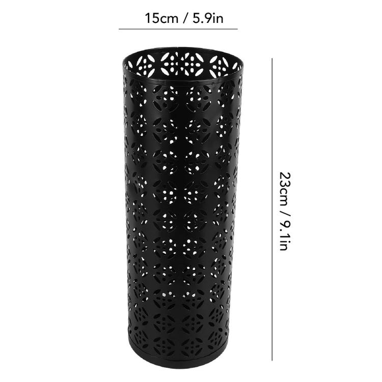 Porte-parapluies rond en métal ajouré 23x15x15cm, antirouille et élégant, pour entrée et bureau, noir – ComfortXL - 2