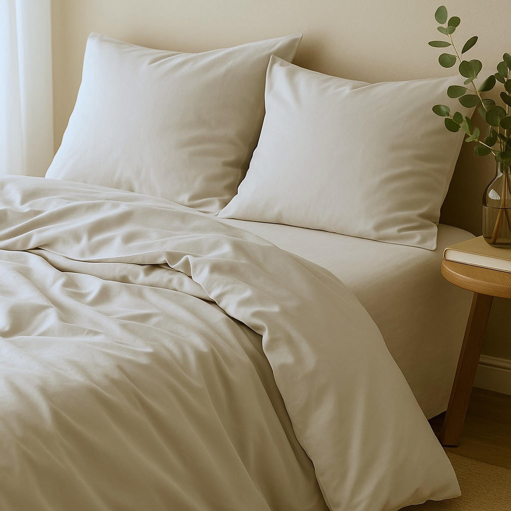 Housse de couette 260x240 satin lavé de coton bio grège - 4