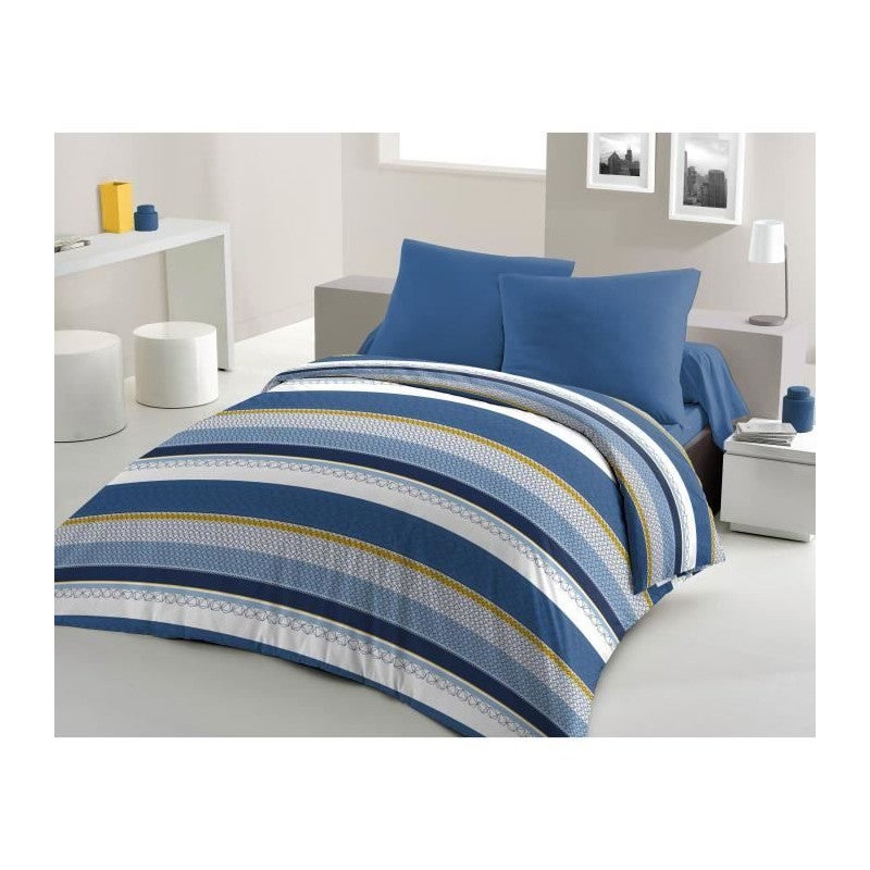 Home passion juego nórdico de microfibra stanis - 1 funda nórdica 240 x 260 cm + 2 fundas de almohada 63 x 63 cm - azul