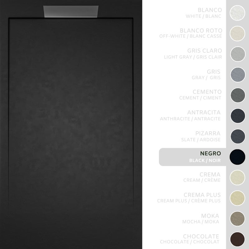 SOULHOME Brodzik prysznicowy– Żywica– Gel Coat– Gładka/Kamienna tekstura – Antypoślizgowy – czarny- 120X70- Niski 3cm– Elegancki