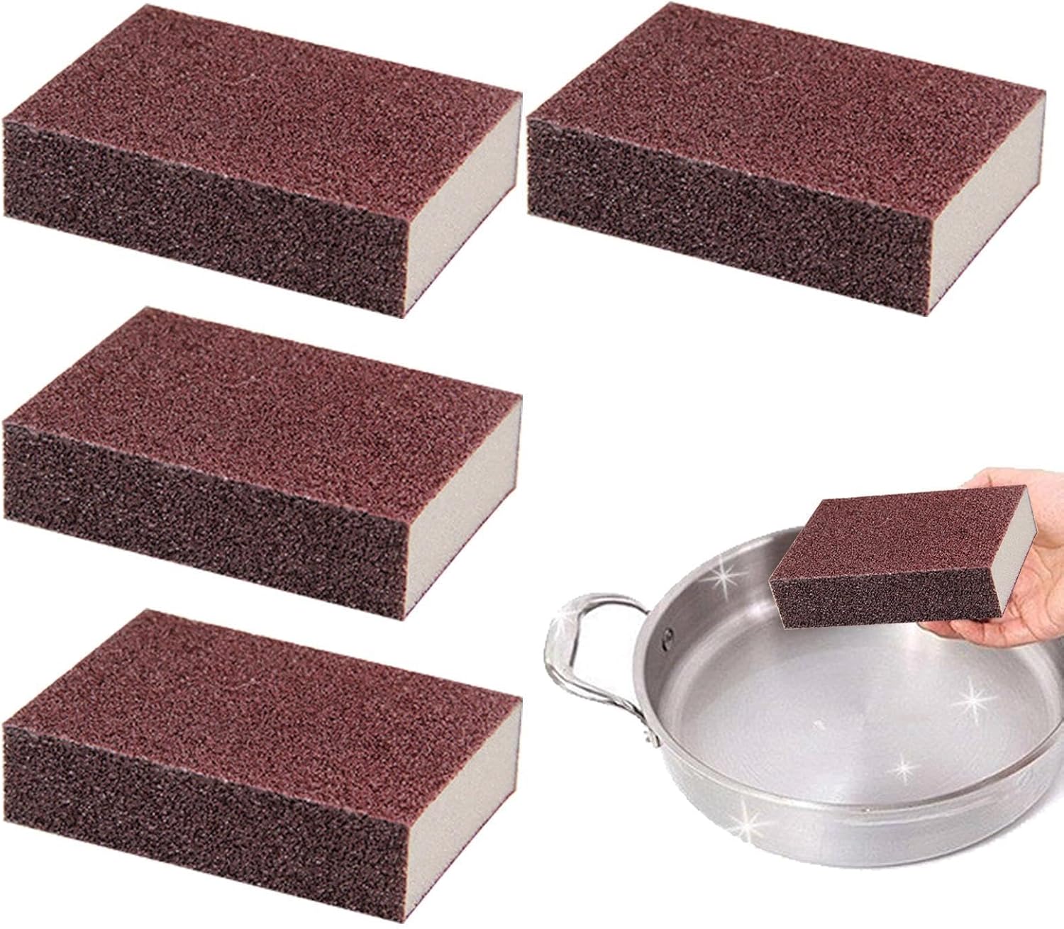 Gąbka karborundowa – Nano Emery Sponges | 4 szt. Nano karborundu | Gąbki do czyszczenia garnków | Odporne na rdzę | Gąbki do szorowania do domu