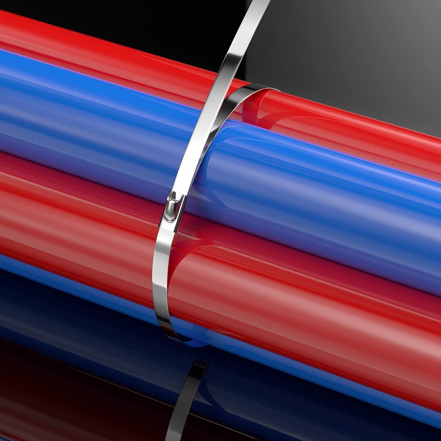 100 Colliers de Serrage en Acier Inoxydable 200 mm - Autobloquants pour Câbles, Échappement, Clôtures et Rangement - 3