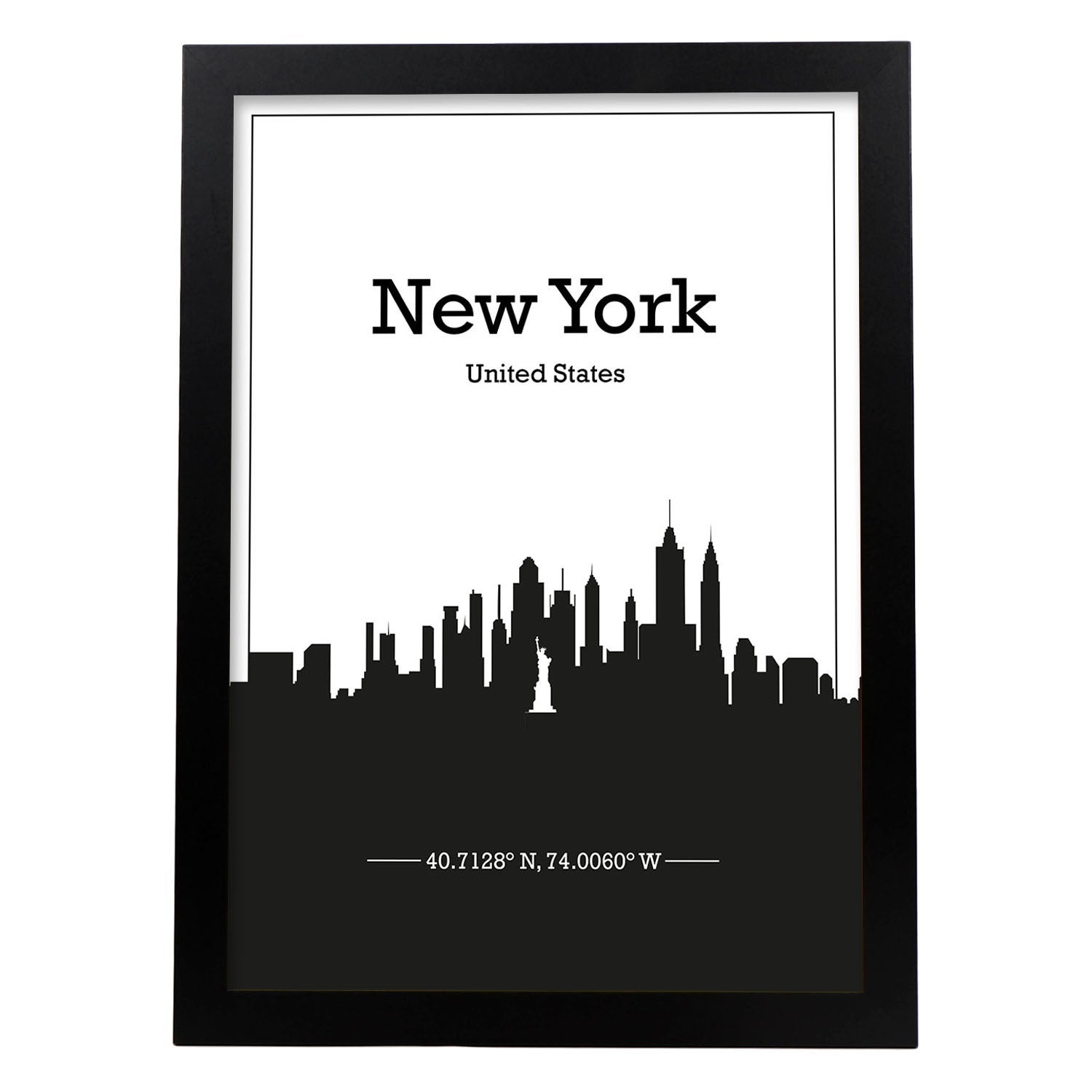 Nacnic Affiche Carte De New York - Format A3 - Villes Américaines Avec Mers Et Rivières