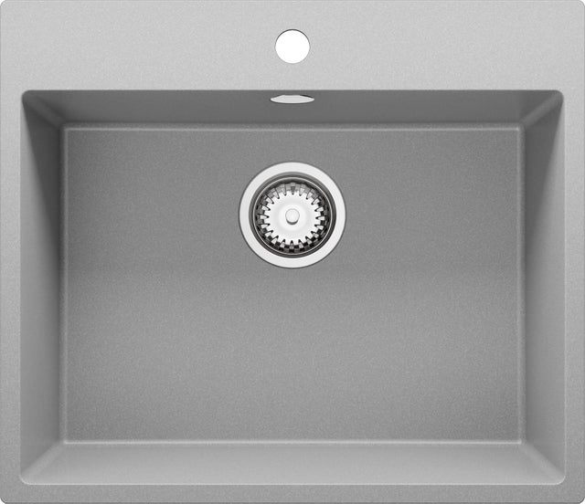 Evier Cuisine en Granit Gris 58x50cm, Lavabo 1 bac + Kit de Vidage, Évier à Encastrer au meuble 60cm - Riga PRIMAGRAN