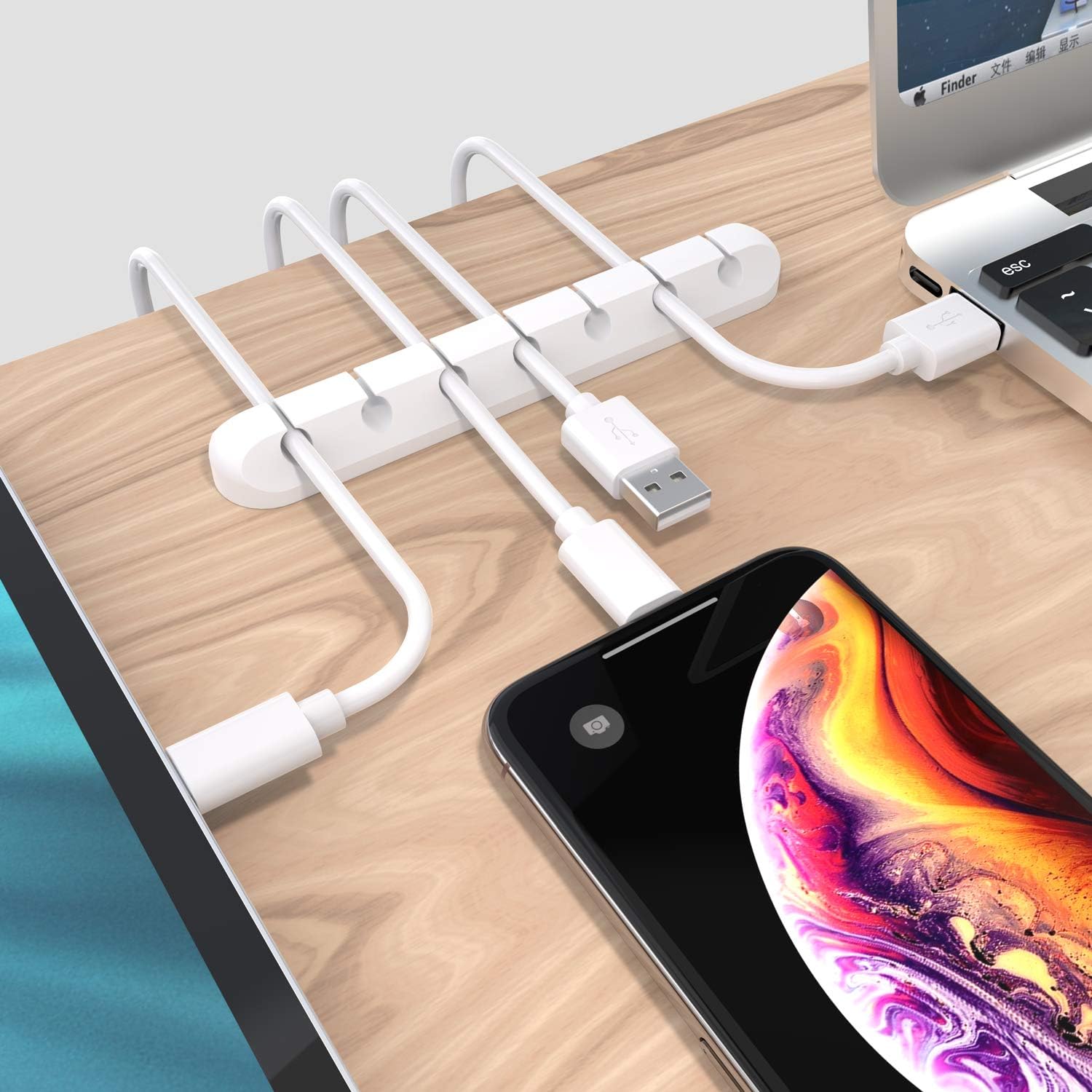 8 Supporti Magnetici Per Cavi Autoadesivi - Organizzatore Girevole 360° Per USB, Cuffie, Comodino E Ufficio