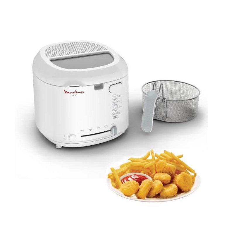 Moulinex AM3021 Super Uno friteuse, 1.800 watt, timer, warmte-isolerend, inhoud 1,5 kg, wit/lichtgrijs
