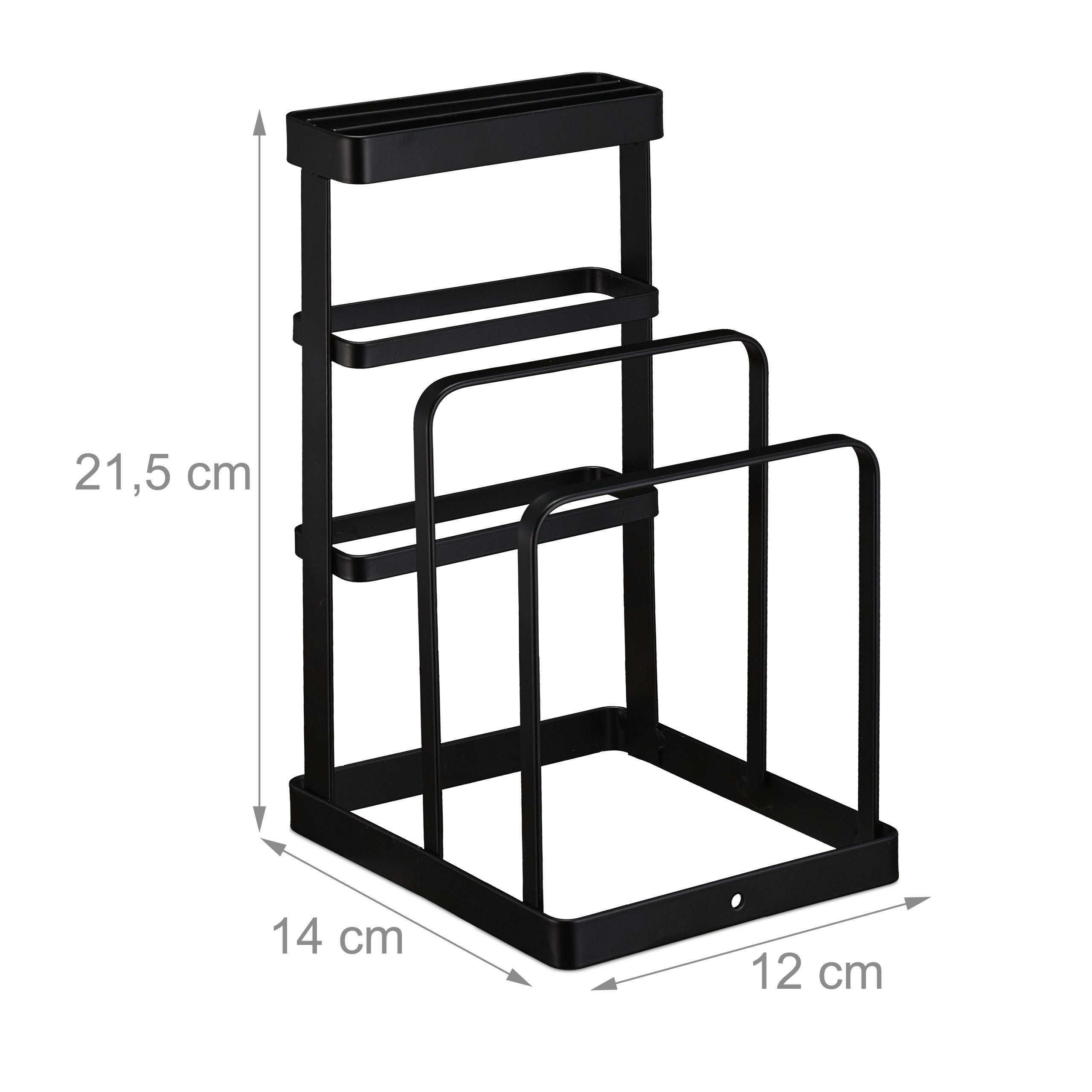 Soportes de Tablas y Cuchillos 2 en 1, Metal, Portatablas de Cocina, Organizador de Sobremesa, Negro, Relaxdays - 4