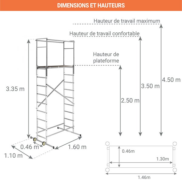 Echafaudage domestique: Hauteur de travail max 4.5m - 9475-901 - 2