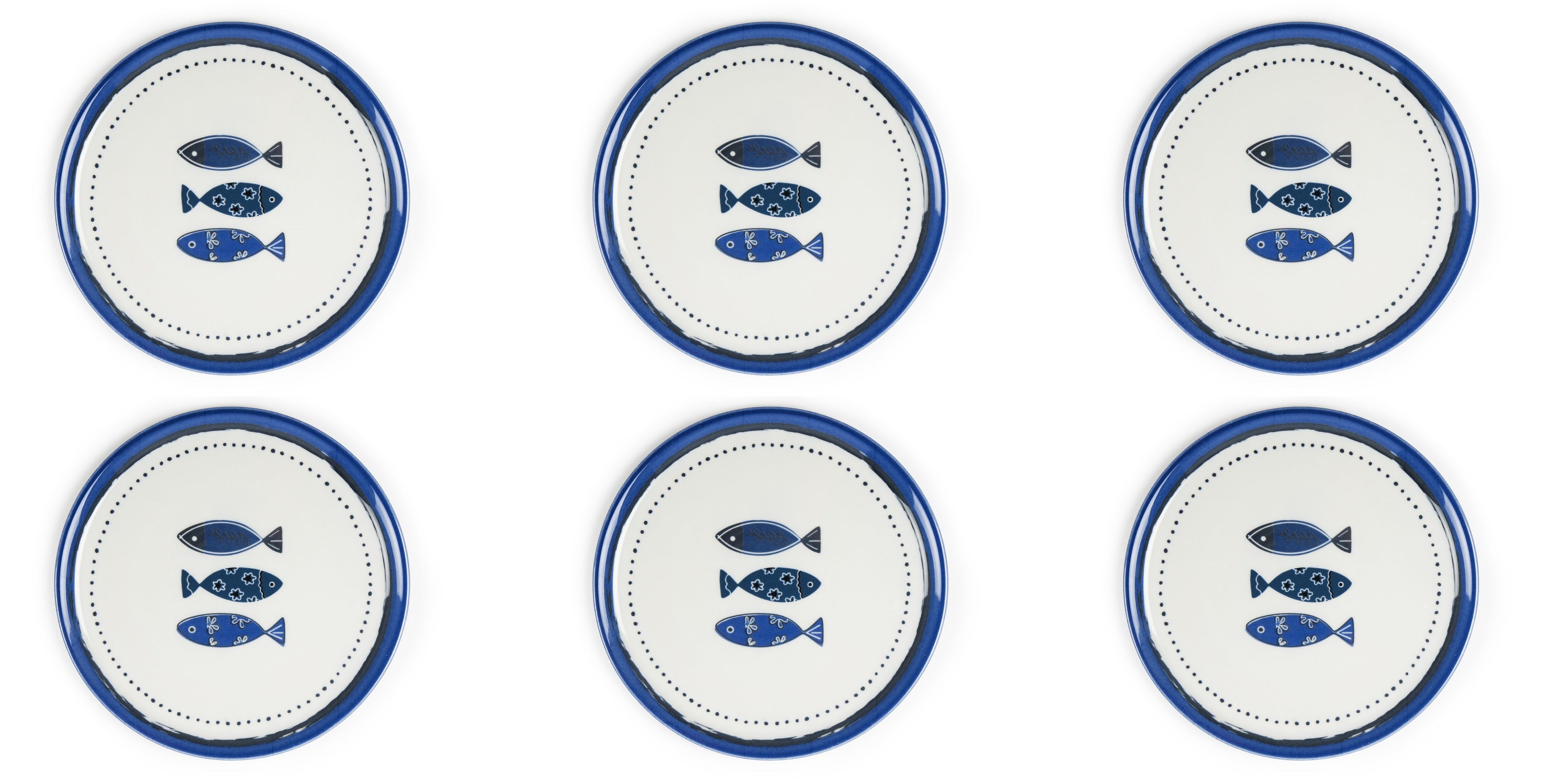 Excelsa lot de 6 assiettes à pizza Ocean porcelaine 31 cm bleu | Leroy ...