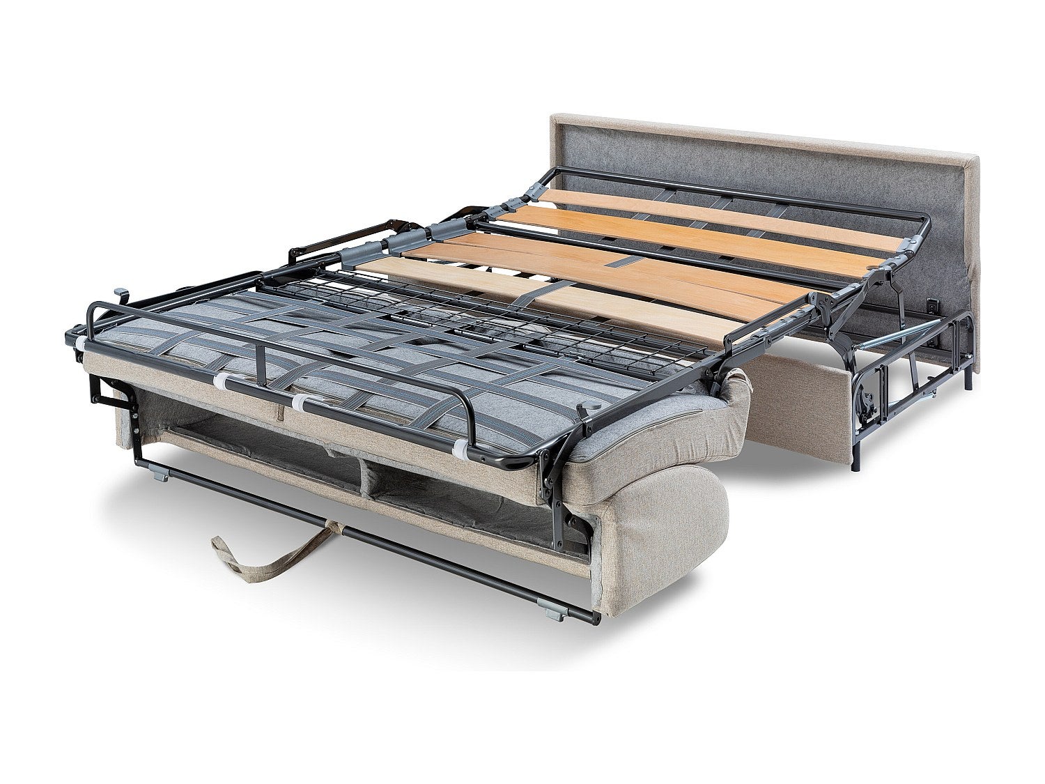 Canapé 3 places convertible express en simili EMIR - Gris - Couchage à lattes larges 140 cm - Matelas 14 cm - 4