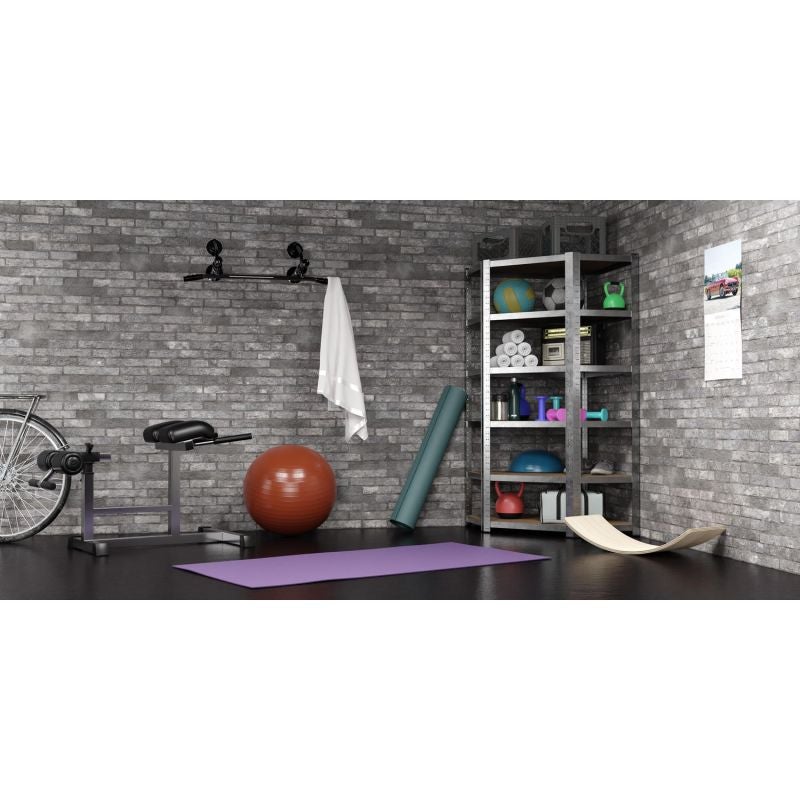 Étagère d'angle polyvalente en métal - Charge lourde Max 750kg - 180 x 90 x 45 cm - Gris - 5