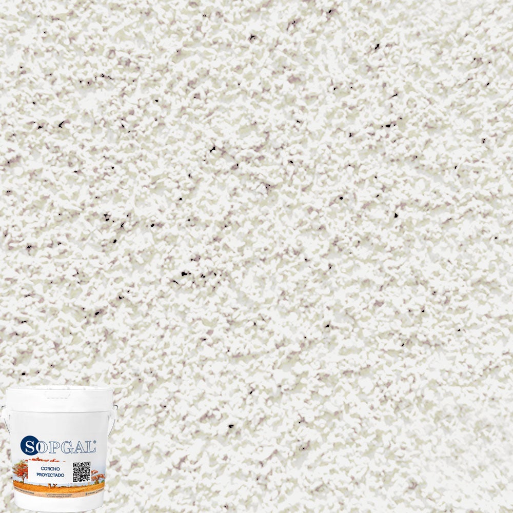 Vernice in sughero proiettato naturale, impermeabilizzante e isolante termico (colore bianco sporco - 15 l) - Finitura ruvida - 2