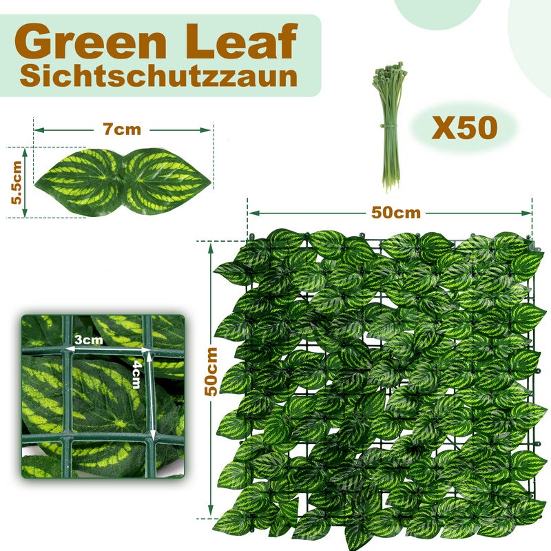 Siepe artificiale, 100 x 300 CM Schermo anti-UV, Fogliame artificiale Recinzione vegetale Fogliame realistico,decorazione giardino esterno,verde - 2