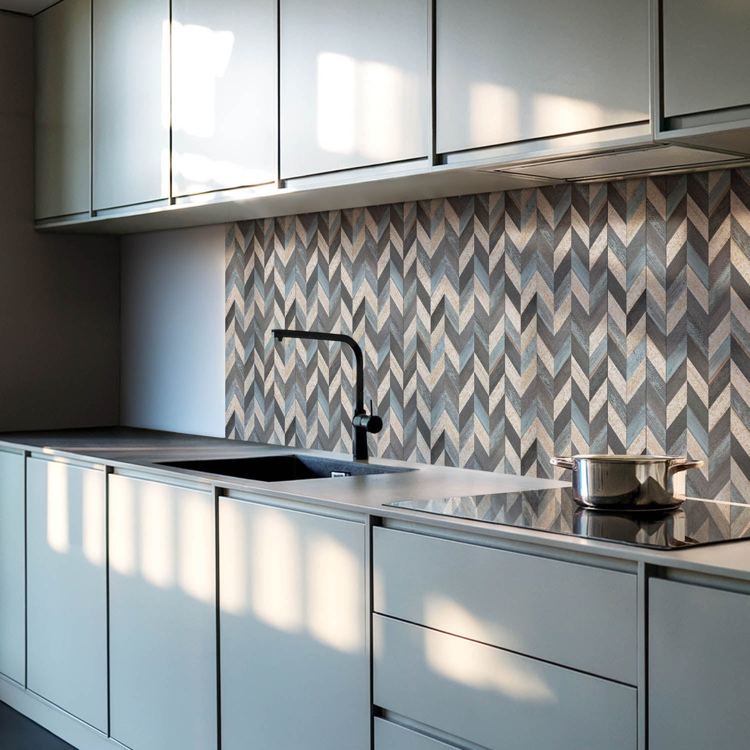 Panneaux muraux décoratifs, panneaux en PVC | 6x60x30 cm |Modèle en zigzag avec du bois - 2