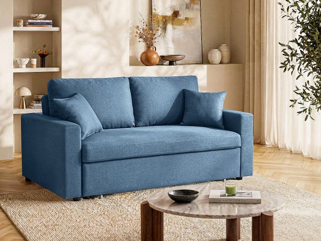 Canapé 3 Places Cuir Bleu – Roche Bobois – Non Convertible – Contemporain