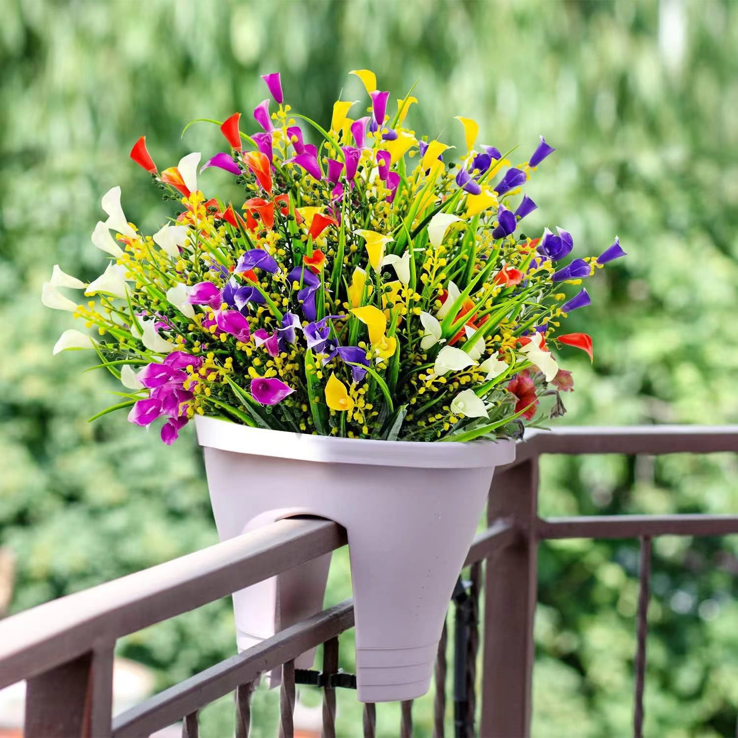 Lot de 20 plantes artificielles décoratives d'extérieur, bouquet de simulation de lys calla en plastique - 7