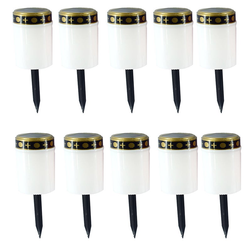 10 sztuk lamp LED solarnych z czujnikiem światła i bolcem do wbijania w ziemię (białe)