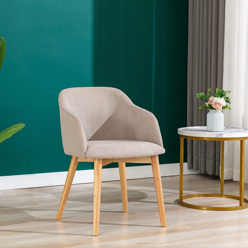 Zestaw 2 krzeseł - tkanina i drewno kauczukowe - kolor beżowy - JELISA