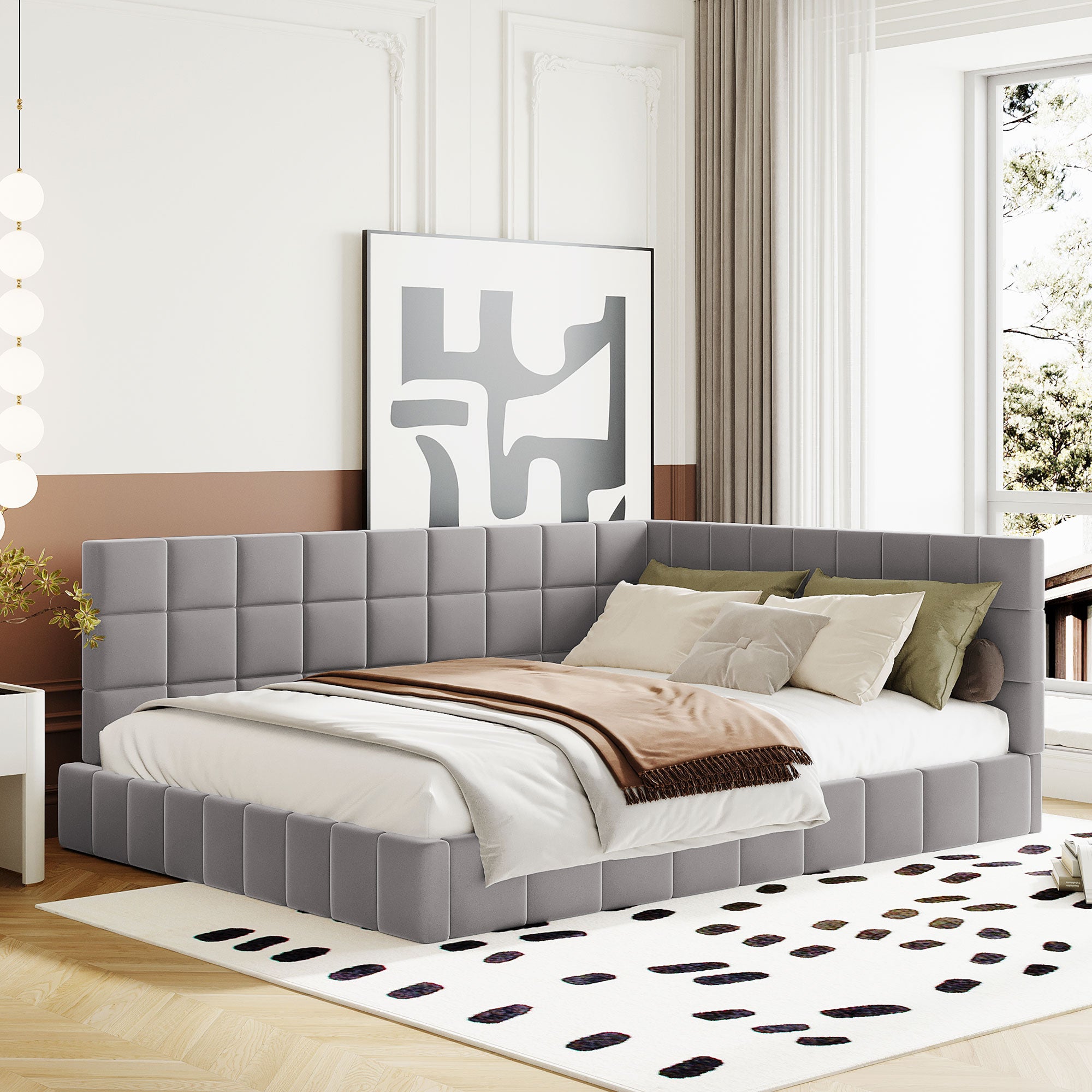 Canapé-lit Convertible 140x200 Cm Avec Tiroirs - Dossier Moelleux, Sommier Lattes, Design Blanc Et Bois, Gain De Place - 10