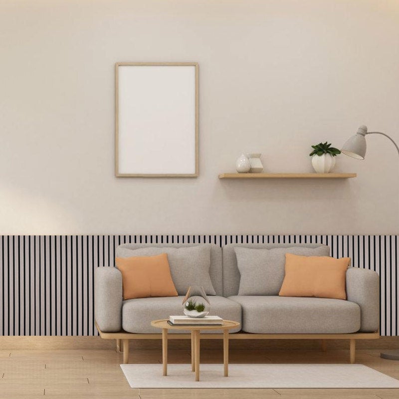Panel de listones Revestimiento de pared natural Panel acústico de pared moderno de MDF en chapa de madera y fieltro 120x60x2,1cm Nogal - 7