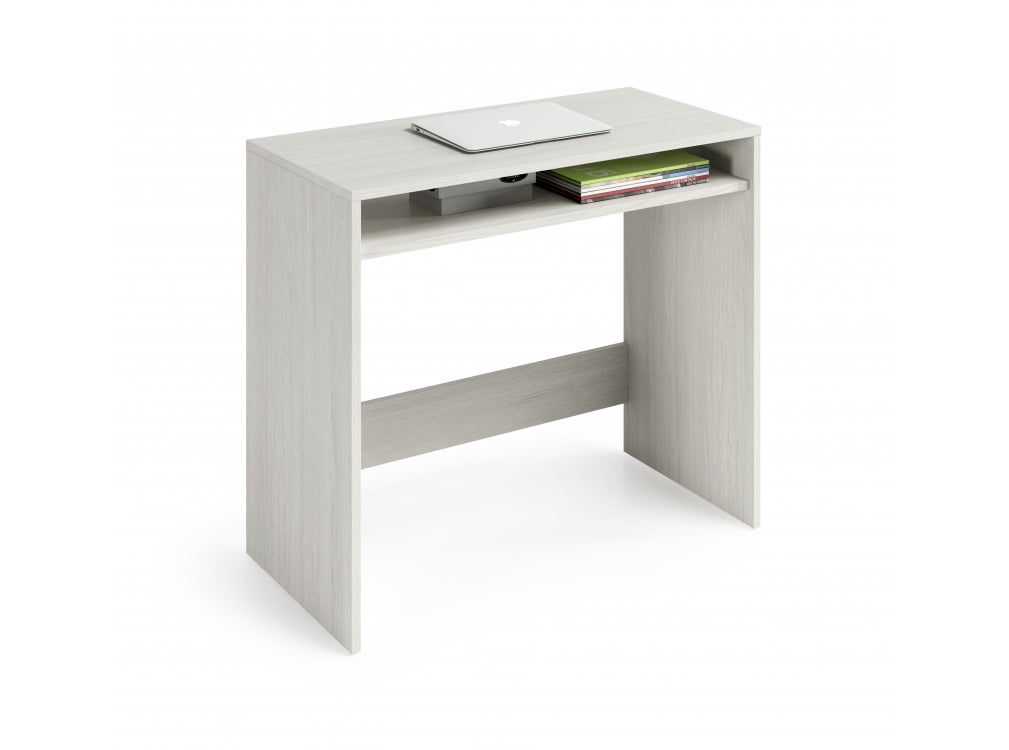Bureau Studio Blanc Effet Bois Design Moderne 79x43xh78 Cm Fixe - 5