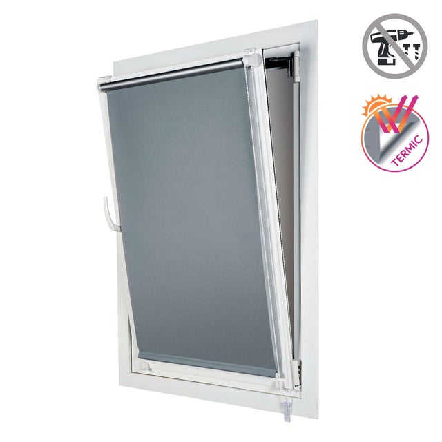 Store Enrouleur Occultant sans perçage EasyFix Argent 60 x 180 cm