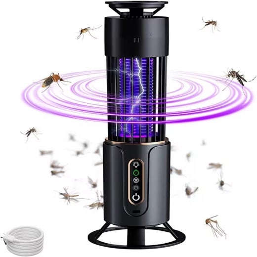 Zestaw 5 lamp LED przeciw komarom, pułapka na owady, elektryczna lampa ładowana przez USB, ochrona 360 stopni, timer 2/4/6 (szara)