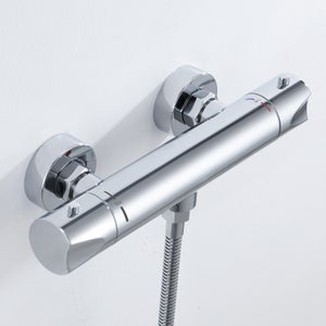 Mitigeur Thermostatique de Douche Mitigeur Douche Mural en Laiton pour Colonne de Douche Robinet de Baignoire Chromé
