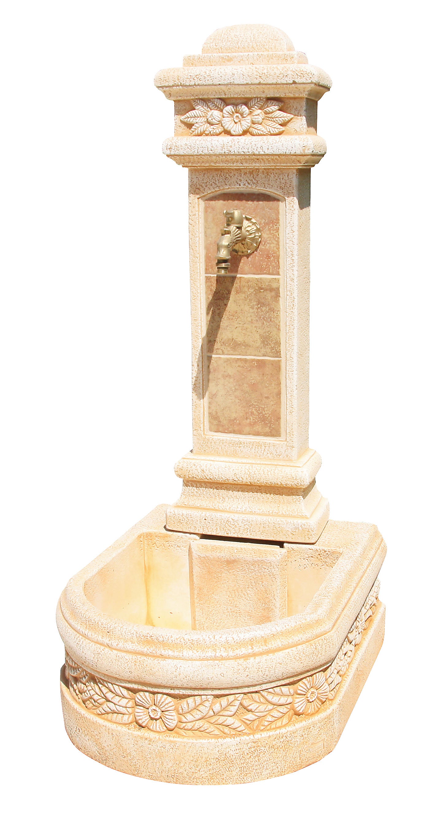 Fontaine de Jardin MAIA 53x62x122CM. Peinture murale en Betón Pierre de couleur Ocre Bleu - 4