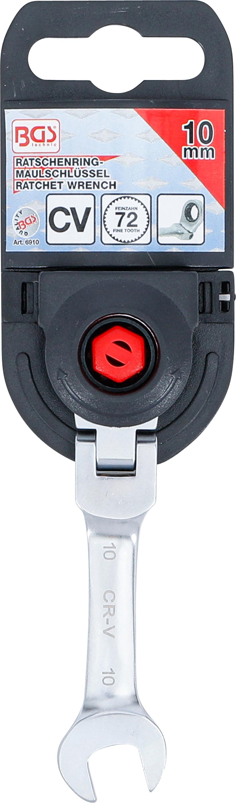 Clé mixte à cliquet | courte | à couder | 10 mm - 4