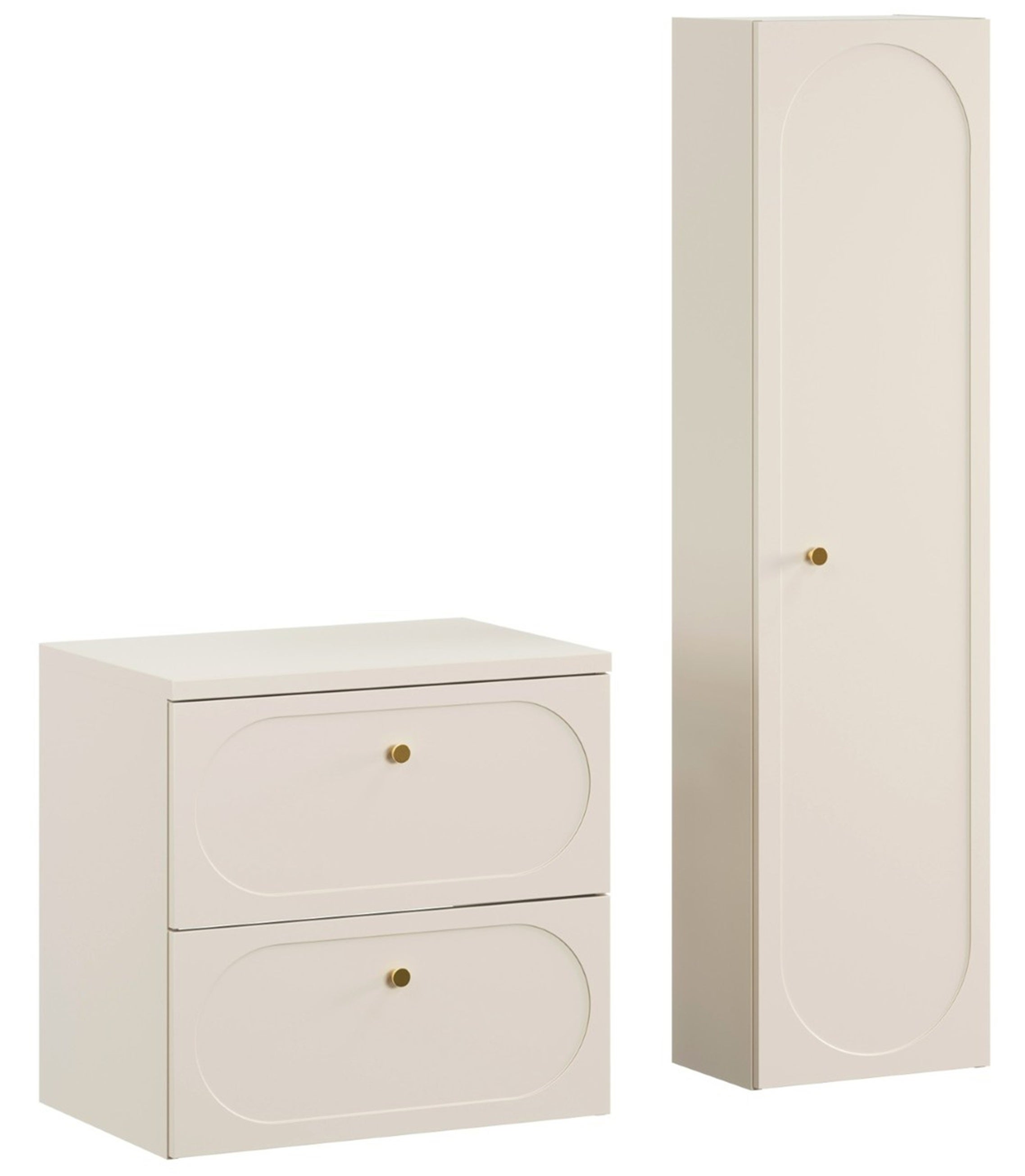 Komplet łazienkowy Donna Sand 60 cm beż piaskowy wiszący szafka z blatem i słupek