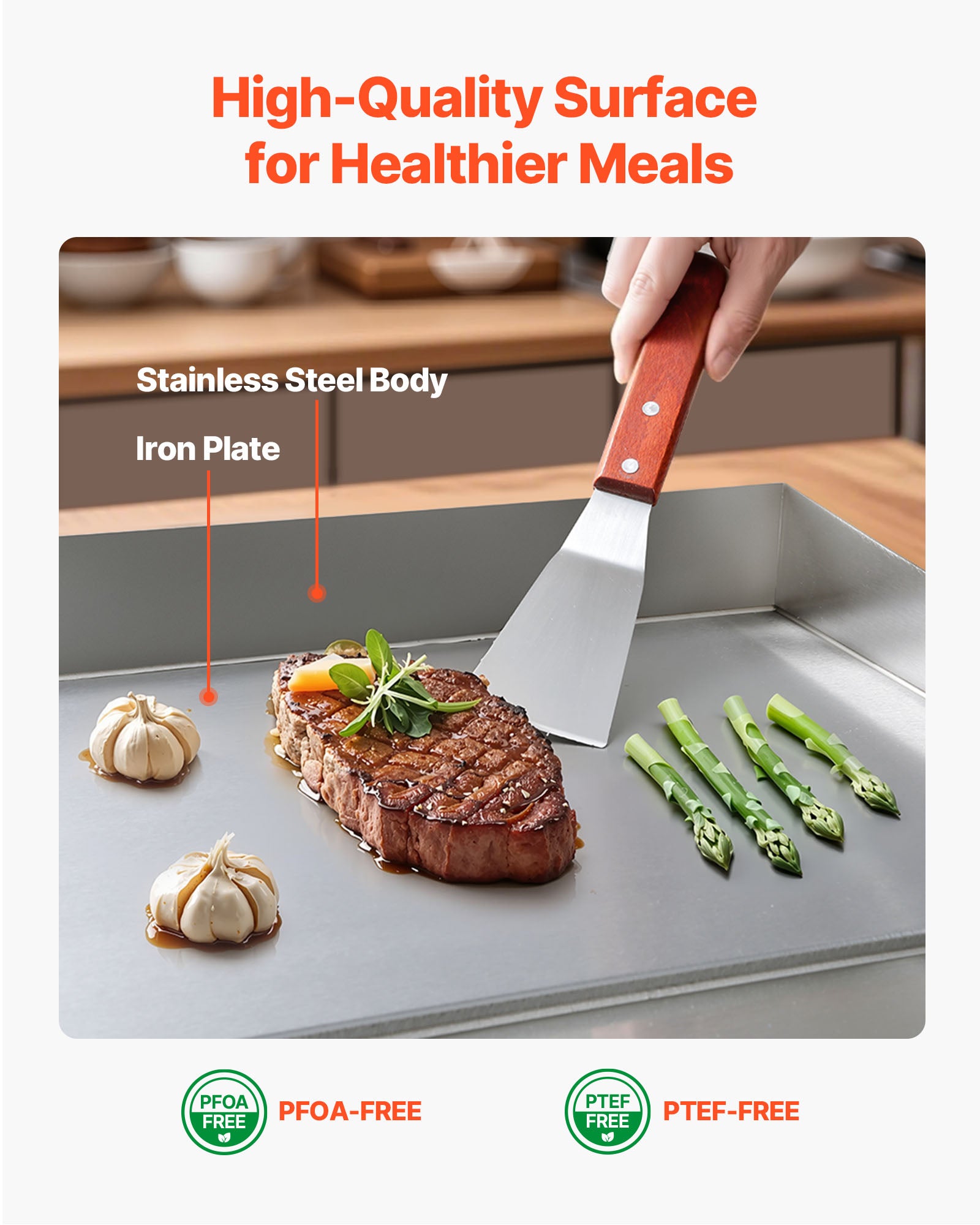 Plancha électrique VEVOR inox 3200 W, plaque 535×300 mm, 50–300 °C, avec accessoires, pour barbecue/restaurant/snack-bar - 5