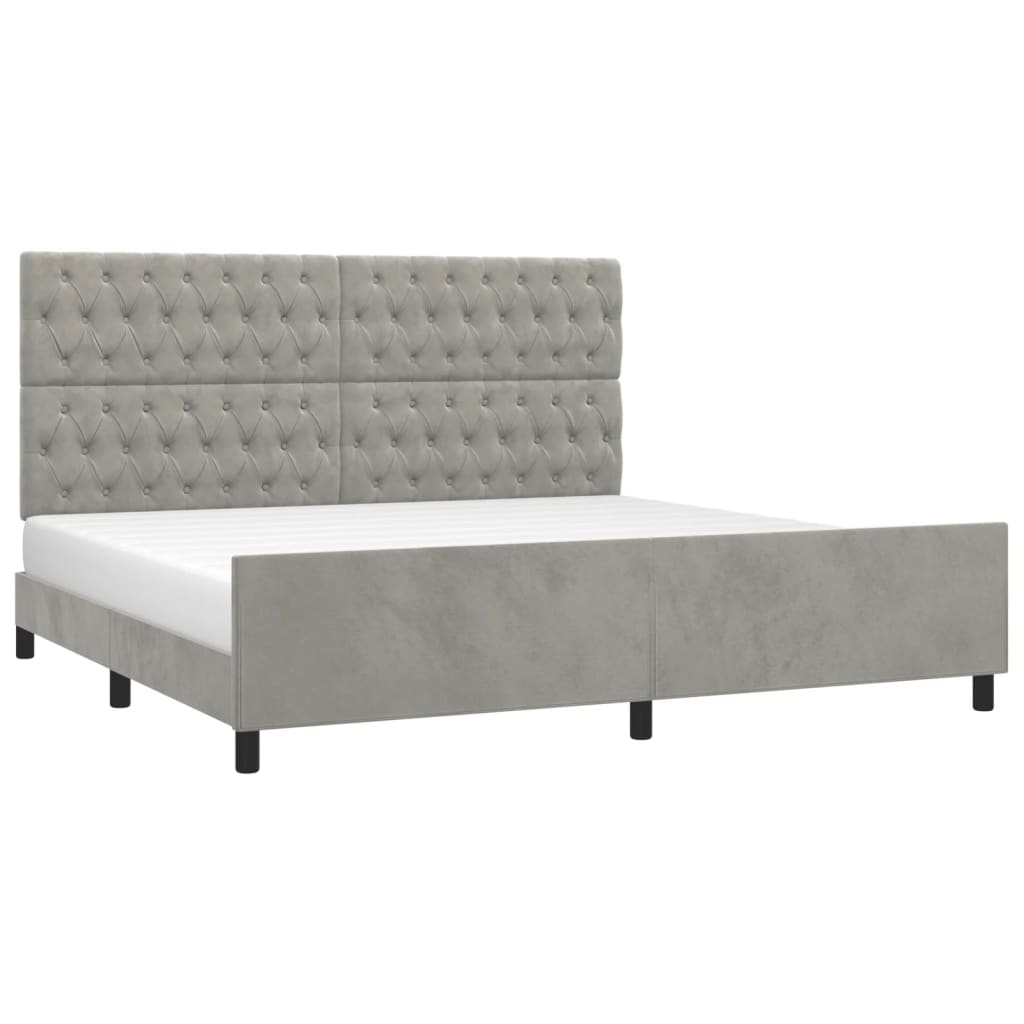 Cadre de lit sans matelas gris clair 200x200 cm velours - 3